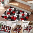 thumbnail image 5 of Red Grey Abstract Entryway Rug 2'x3'&nbsp; Non Slip Front Door Mats, Modern Geometric Ombre Artwork Entrance Rugs Indoor Outdoor Carpet, Washable Floor Mats Small Area Rug for Bedroom Kitchen, 5 of 8