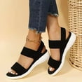 thumbnail image 4 of Zapatos de mujer de talla grande de verano, Sandalias planas tejidas con mosca con cinturón elástico informal para viaje en la espalda para mujer, 4 of 5