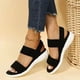 thumbnail image 4 of Zapatos de mujer de talla grande de verano, Sandalias planas tejidas con mosca con cinturón elástico informal para viaje en la espalda para mujer, 4 of 5