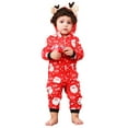 thumbnail image 2 of Matching Christmas Pajamas for Family Long Sleeve Santa Print Hooded Romper Zip Up Jumpsuits, 2 of 3