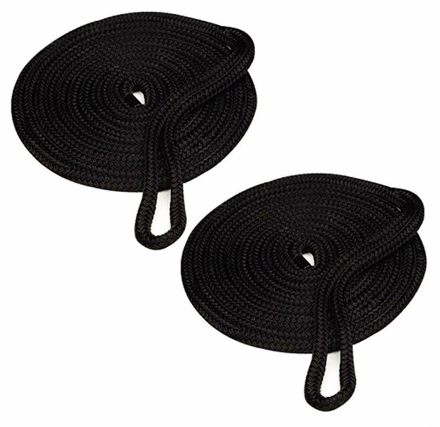 2 Pack of 3/8 Inch x 25 Ft Premium Twisted Nylon Mooring and Docking Lines