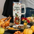 thumbnail image 3 of 40 oz Thanksgiving Tumbler with Handle and Straw, Stainless Steel Insulated Fall Turkey Tumbler 40 oz, Reusable Cup with Leak Proof Lid, Thanksgiving Gifts for Women (off white orange), 3 of 7