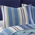 thumbnail image 3 of Levtex Home - Sammy Shark Quilt Set - Kids Twin/Twin XL Quilt and One Standard Sham - Striped - Blue, Navy, and White - Quilt (66x86in.) and Sham (20x26in.) - Reversible - Cotton, 3 of 4