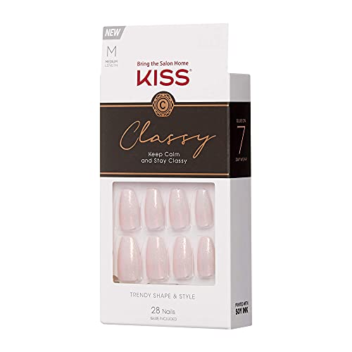KISS Classy Press On Nails, Nail glue included, Cozy Meets Cute', Pink ...
