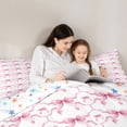 thumbnail image 4 of Feelyou Girly Pink Bow Bedding Comforter Set 7 Pieces for Teens, Kawaii Cartoon Bowknot Full Bedding Set, Princess Style Reversible Fitted Sheet Flat Sheet, Breathable Home Decor, 4 of 7