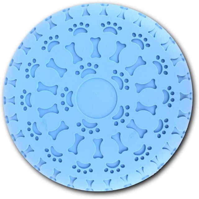 Disco volador para perros, juguetes duraderos para perros, disco de goma natural suave para seguridad de perros, platillo volador flotante para piscina de agua, playa (azul) Adepaton WMZL-1031-1