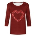 thumbnail image 5 of Goodtrade8 Womens 3/4 Sleeve Tops Holiday Spring Pullover Valentine Crew Neck Plus Size T-Shirts for Women Gifts for Girlfriend, 5 of 5