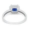 thumbnail image 4 of Halo Princess Simulated Blue Sapphire CZ Wedding Ring 925 Sterling Silver Size 7, 4 of 6