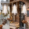 thumbnail image 3 of suore Halloween Hanging Swing Ghost, Halloween Ghost Hanging Decorative Item for Fall Porch Tree Garden Display, Indoor Outdoor Use for Party and Home Decor, Spooky Ghost Hanging Ornament, 3 of 6