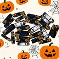 thumbnail image 4 of Matte Black Yellow Floral Extra Long Halloween Press On Nails 24Pcs, Ghost White Spooky Fake Nails Set, Reusable False Nails for Gothic Party Fall Daily Wear Women Girls, 4 of 8