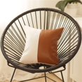 thumbnail image 1 of HomeRoots 399437 Two Toned White & Brown Faux Leather Pillow, Multi Color, 1 of 1