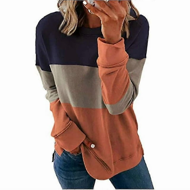 Womens 2022 Fall Fash Tops Casual Loose Crewneck Sweatshirt B + Fl Print Sleeve Pulr Blouse Shirtsl