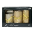 thumbnail image 1 of Hometrends Gold Glitter Ribbed LED Pillar Candle Set with Tree Charm and Remote Control, 1 of 7