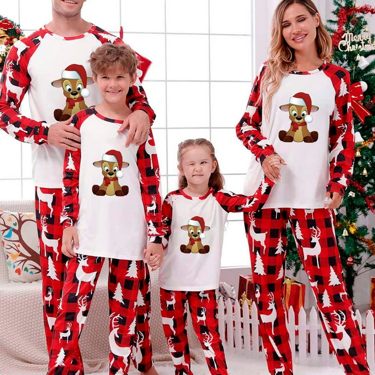 Family Essentials Family Christmas Pajamas Set Casual Xmas Clothes