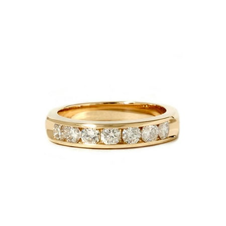 - 14k Yellow Gold 1ct Genuine Round Diamond Brilliant Cut Solitaire Channel Set