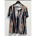 thumbnail image 4 of Women's Plus Size Abstract Stripe Short Sleeve Henley Tunic Top, 4 of 5