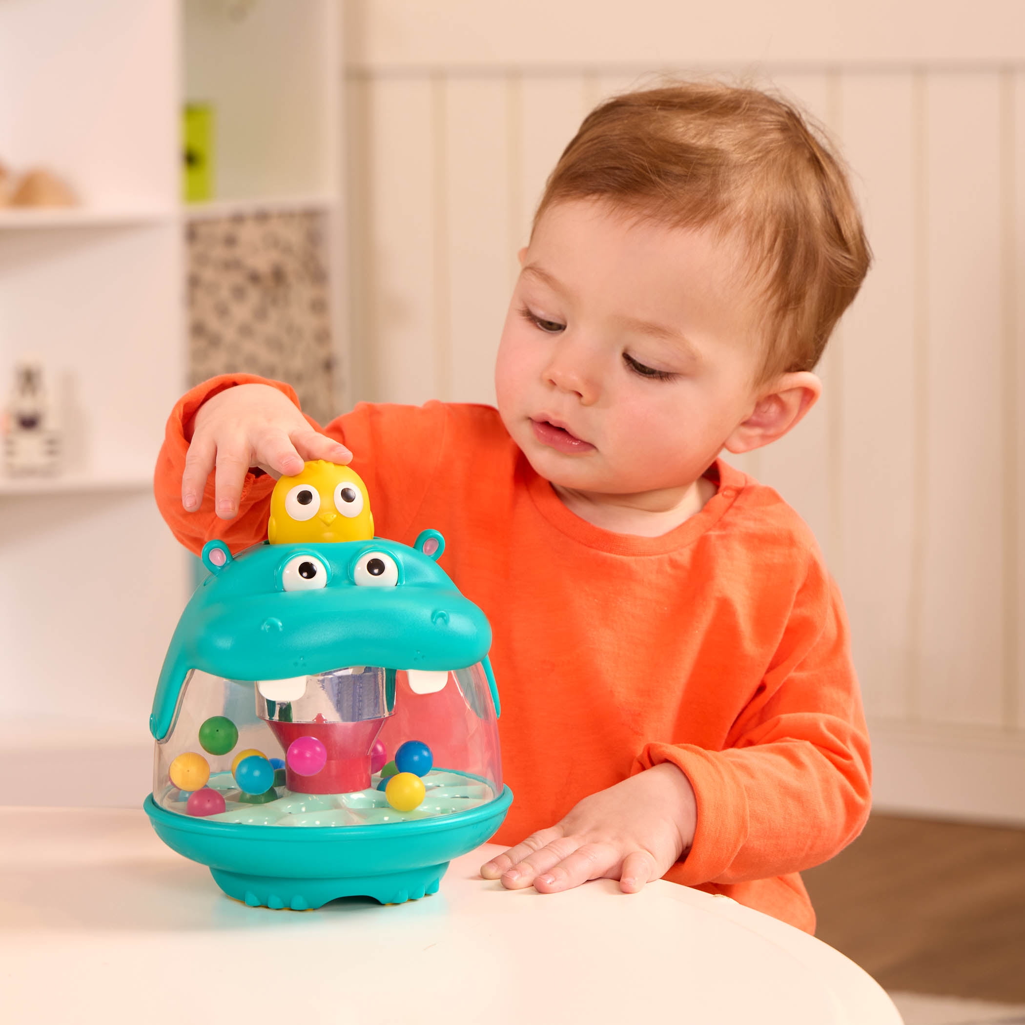 Battat Party Pop Hippo Ball Popping Toy with 18 Colorful Balls, Baby and Toddler Toys