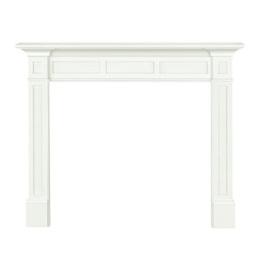Pearl Mantels Jim Furniture For Your Fireplace, Premium White MDF Mantel Surround, Crisp White Paint, Interior Opening 48"W x 42"H