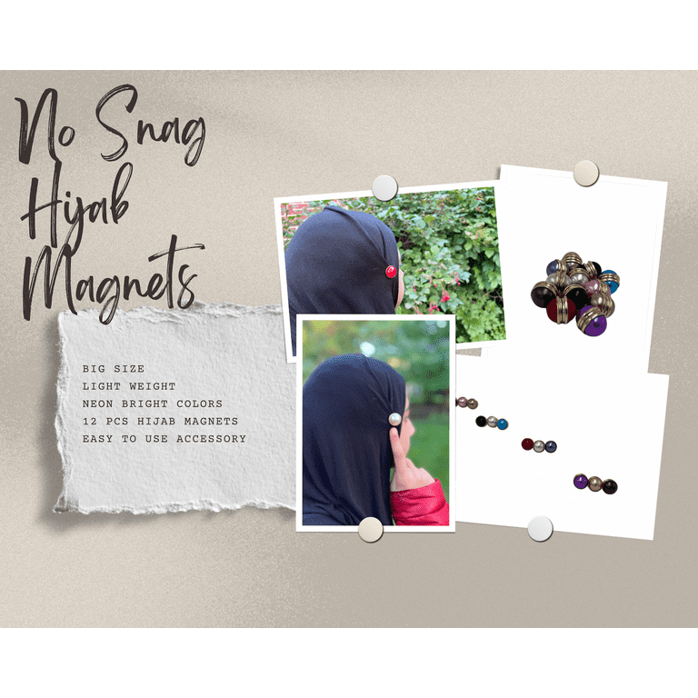 Hijab Magnetic Pins, No Snag Hijab Pins, Magnetic Buttons, Strong Magnetic  Hijab Pins for Women, Ideal Brooch for Scarfs, Shawl, Magnetic Pins with  Rhinestones in Assorted Designs (12 Pcs/set) 
