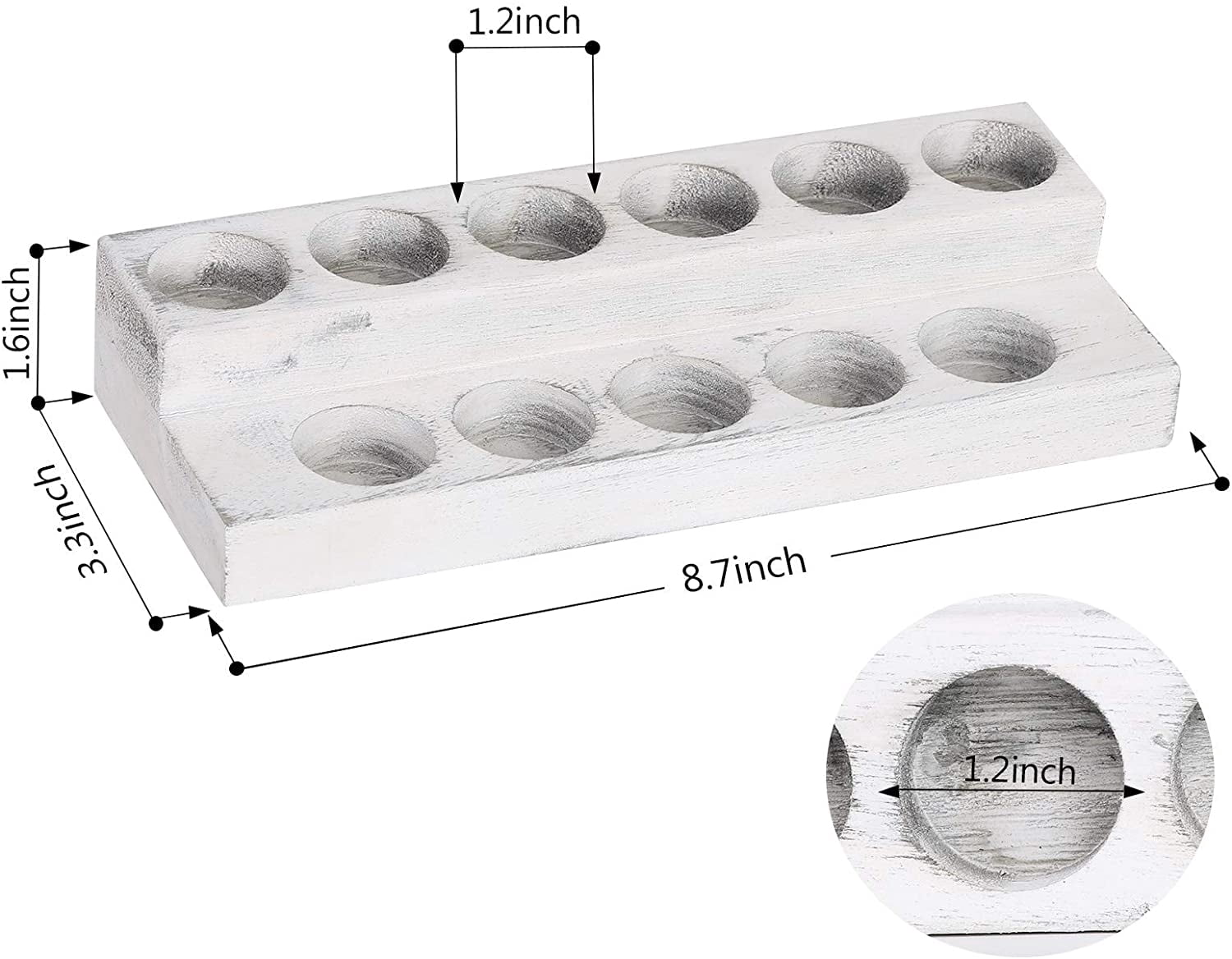 Oumilen 2pieces 2-Tier Wooden Essential Oils Display Holder, White