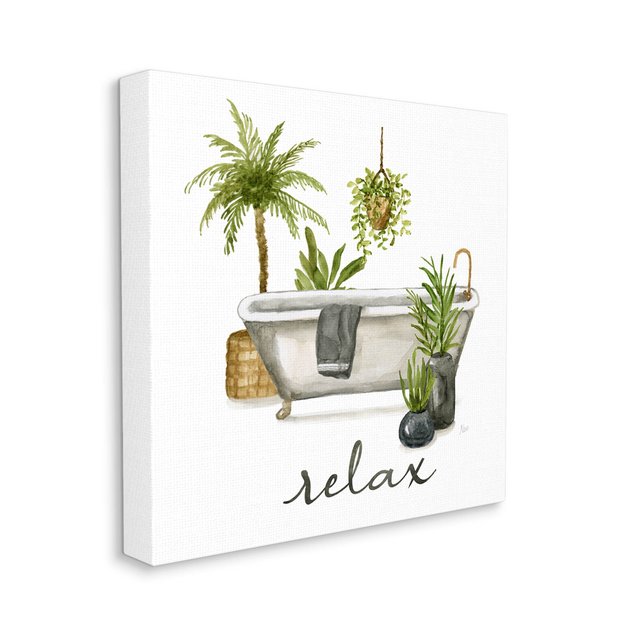 Stupell Industries Relax Tub Plants Arrangement Graphic Art Gallery Wrapped Canvas Print Wall Art, Design by Nan