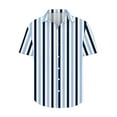 thumbnail image 4 of Lmnyox Mens Button Down Shirt Short Sleeve Collared Striped Shirt Dressy Casual Summer Vacation Beach Shirts, 4 of 5