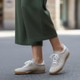 thumbnail image 4 of Cushionaire Tock Genuine Leather Lace-Up Casual Sneakers for Women – Retro-Inspired Tennis Shoe with Gum Rubber Outsole, Cushioned Arch Support, Lightweight Low Top Trainer, 4 of 14