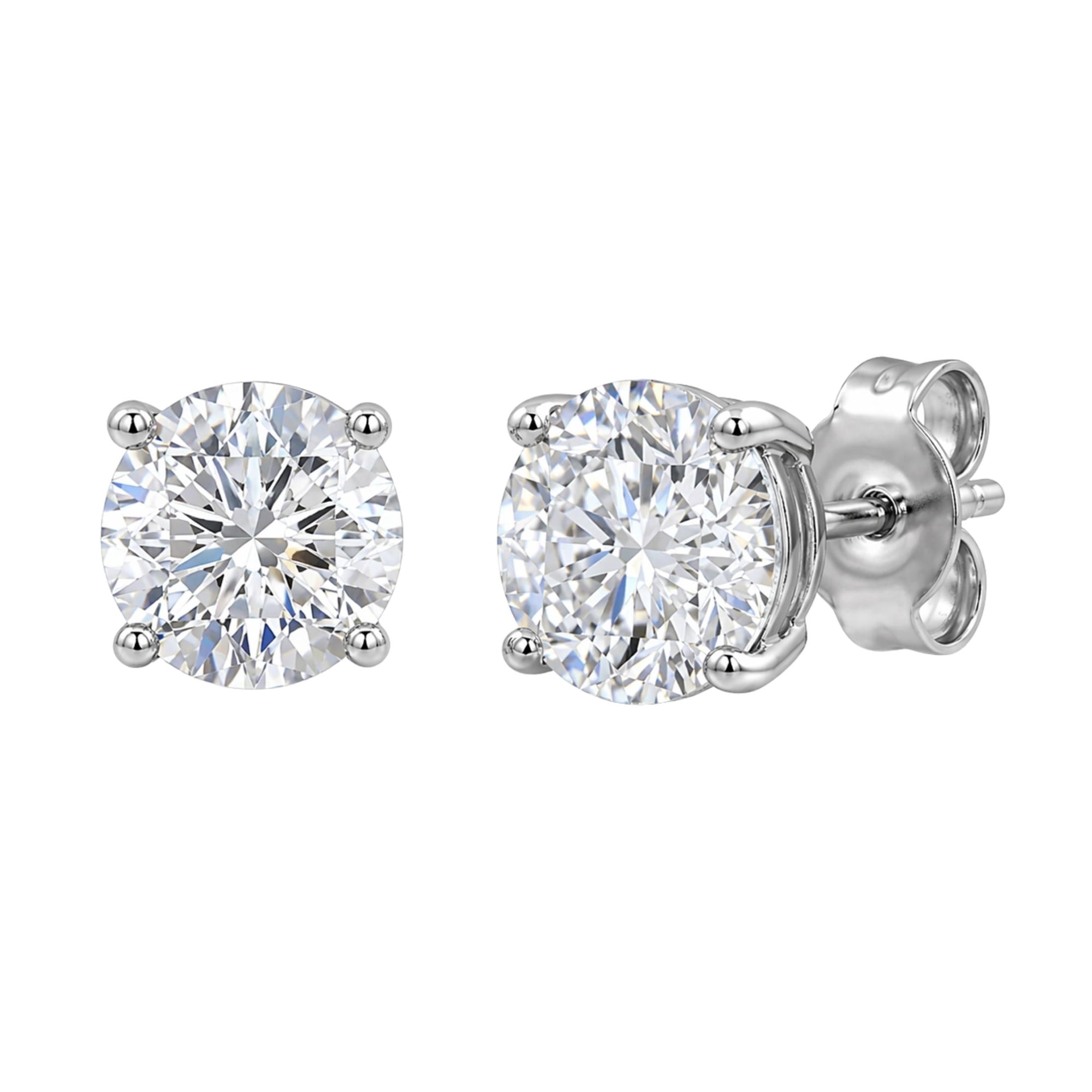 Diamonair Lab-Grown Diamond Stud Earrings for Women | 14K White Gold | Round Cut | Prong Setting, Push Back | F Color, VS+ Clarity | 0.75 Total Carat Weight