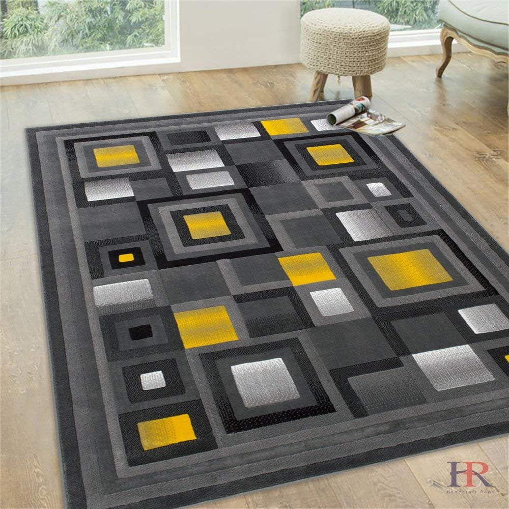 Handcraft Rugs Abstract Geometric, Rug Yellow And Gray