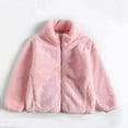 thumbnail image 2 of JAKANYQ Toddler Kids Baby Girls Boys Solid Color Wool Coat Jacket Outerwear Zipper Warm Thick Winter Outwear With 2 Pockets Pink 6-7 Years, 2 of 3