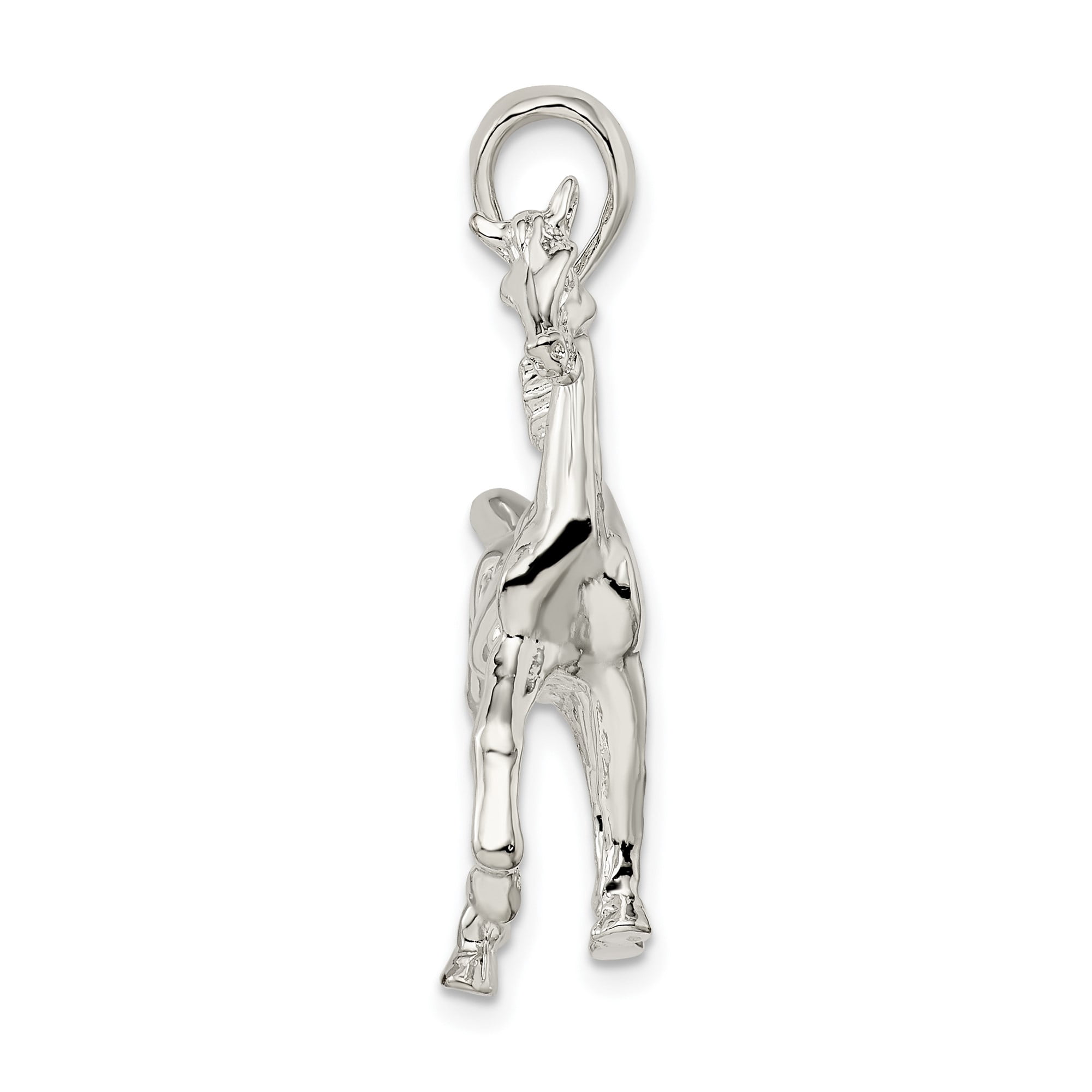 925 Sterling Silver 3D Prancing Horse Pendant Charm, Western Animal Design