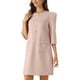 thumbnail image 4 of INSPIRE CHIC Vestido Mini Elegante de Cuello Redondo con Manga 3/4 para Mujeres A-Line Vintage Fiesta XS Rosa, 4 of 6