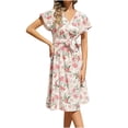thumbnail image 1 of QIPOPIQ Robes Midi pour Femmes à Étages à Manches Courtes Robes Décontractées Tendance Robe Bandage d'Été Robe Aguichant à Imprimé Floral Offres 2023, 1 of 4