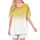 thumbnail image 5 of Conjunto de pijama de mujer de moda de color sólido de manga corta cuello redondo y pantalones con poliéster suave, desgaste de casa transpirable para verano diario, 5 of 8