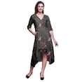 thumbnail image 1 of Bimba Coton Gris Feuilles Sèches et Chardonneret Doré Imprimé Robe Droite Asymétrique pour Femmes avec Poches Décontractée Mi-Longue-XX-Grand, 1 of 4