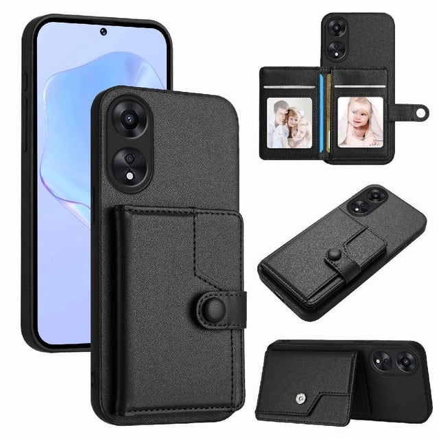 FOXDOCK Case for OPPO A78 4G RFID-Blocking Card Holder - Stylish Button Closure Design
