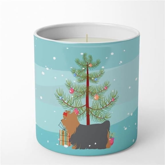 Carolines Treasures BB2952CDL 3.75 x 3.25 in. Unisex Yorkshire Terrier Yorkie Merry Christmas Tree 10 oz Decorative Soy Candle