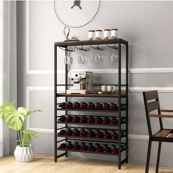 Giantex 32 Bottle Industrial Wine Rack, 4-Tier Wine Storage Racks, Multifunctional  Wine Holder Stand Display