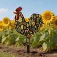 thumbnail image 3 of Sktrjpolfis Double Sided Painted Rooster Yard Stake, 11.8×7.9 Inch Weatherproof Outdoor Lawn Ornament for Flower Bed Backyard Patio Home Garden Decorations, 3 of 5