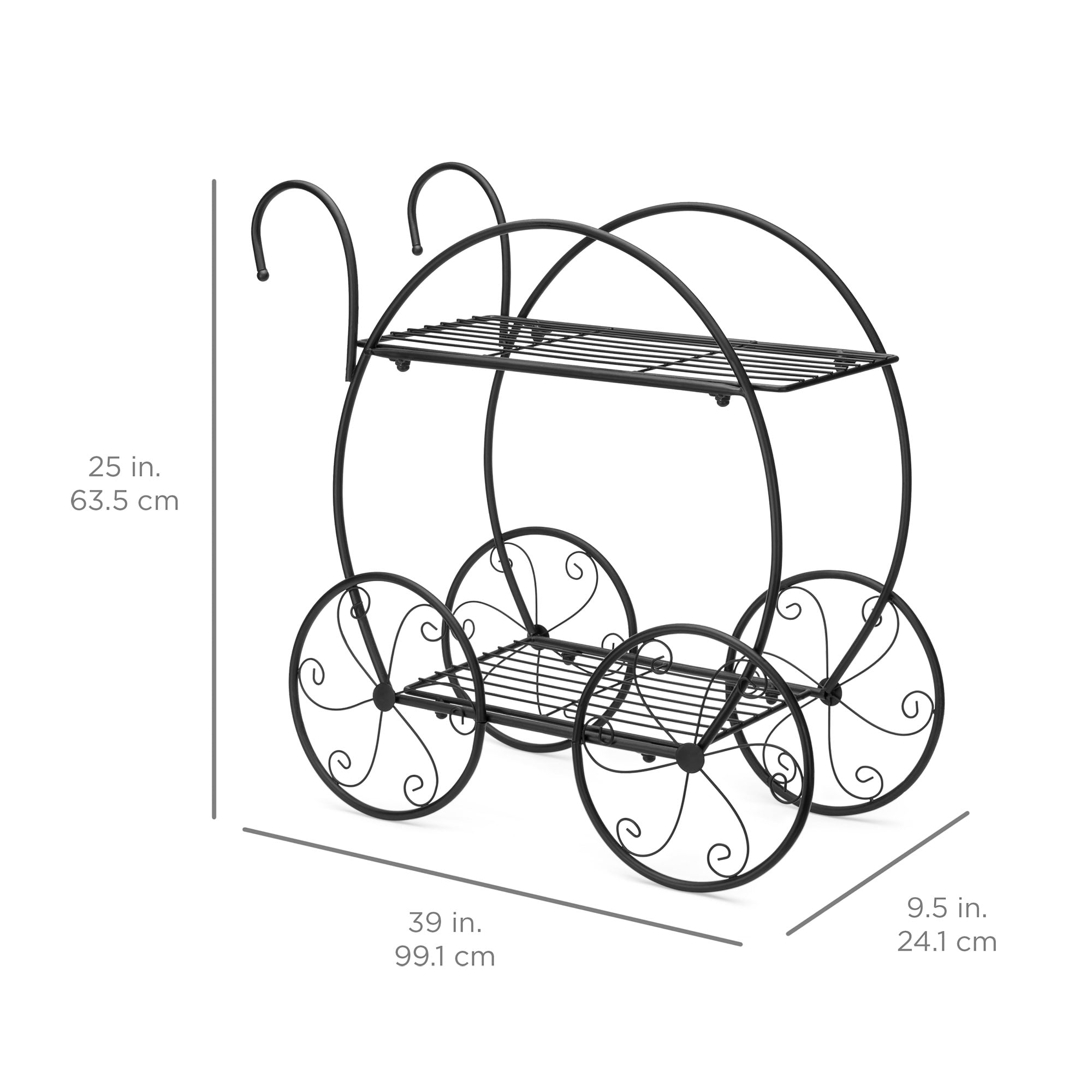 Best Choice Products Patio Planter 2 Tiered Garden Cart Metal Plant Stand Home Decor