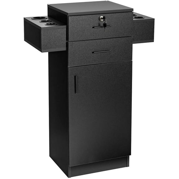 GVN Salon Station Storage Cabinet with 6 Hair Dryer Holders for Hair Stylist-Black, Massage Tables Portable, Height Adjustable SPA Bed