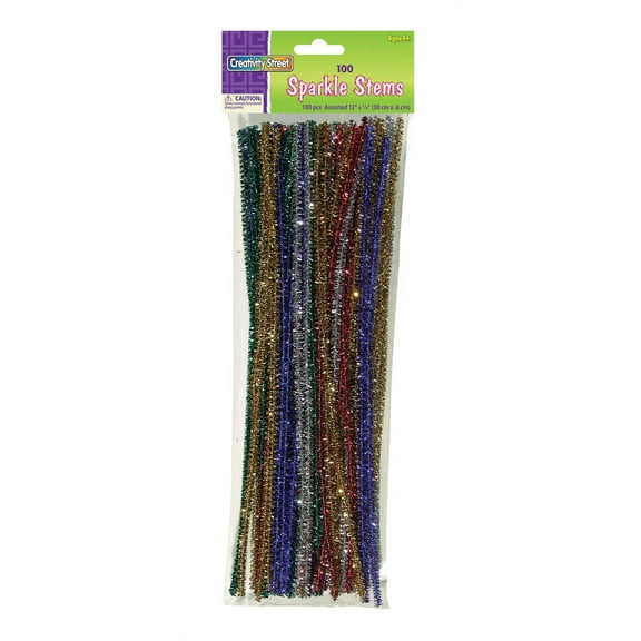 Creativity Street Chenille Stems, Sparkle, Assorted Colors 100/Pkg.