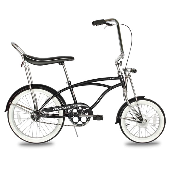 Tracer Smart Classic Beach Cruiser Lowrider Bike, Springer Fork, Retro Banana Seat, High Riser Handlebar, Coaster Brake, Matte Black