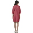 thumbnail image 3 of Moomaya Robe Décontractée Unie à Manches 3/4 pour Femmes, Tunique Chemise en Rayonne, Mini Robe, 3 of 6
