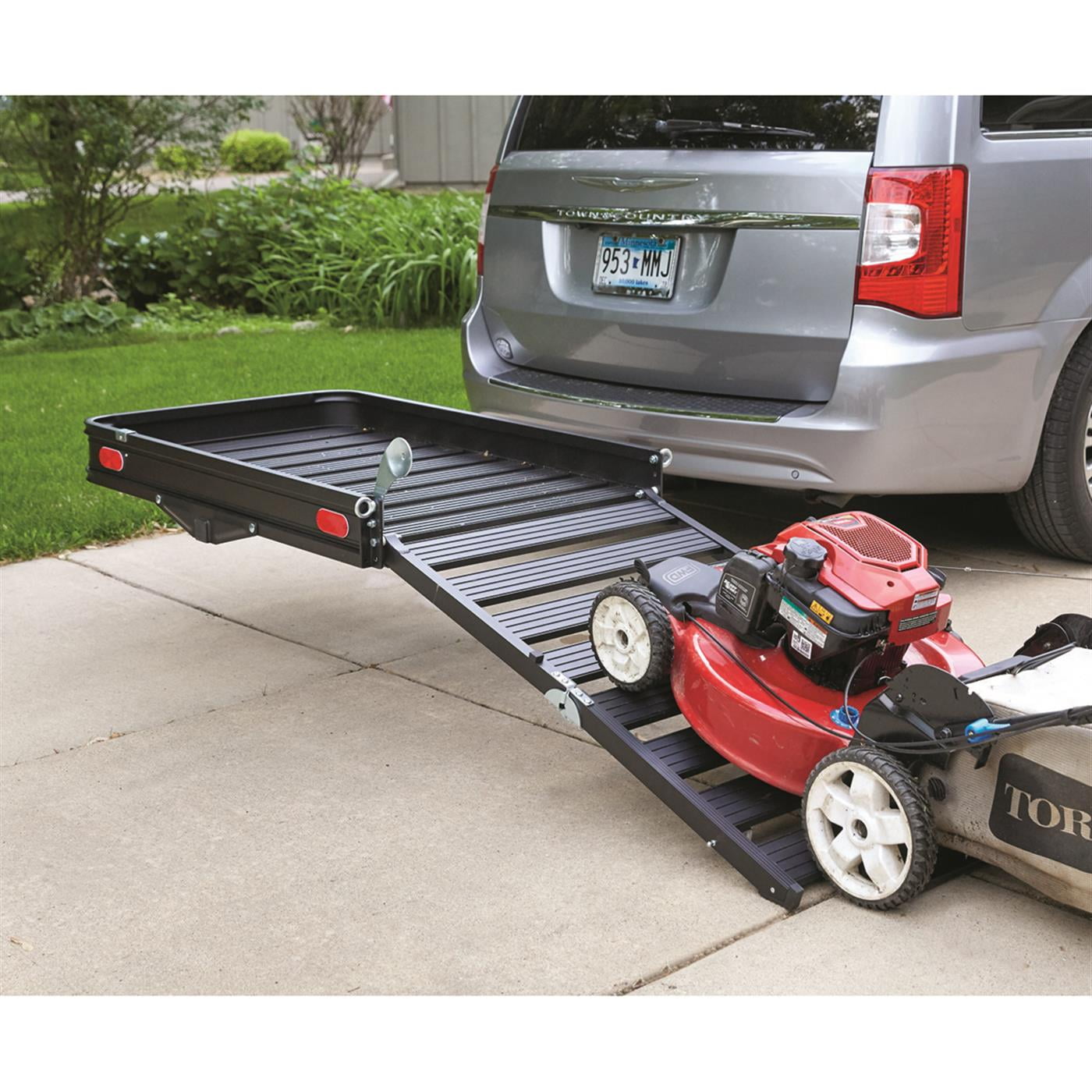 Lawn Mower Cargo Rack With Ramp HECASA Hitch-Mounted Cargo Carrier