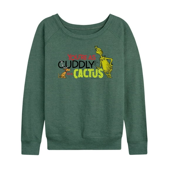 Dr. Seuss - Grinch and Max Cuddly As A Cactus - Women's Lightweight French Terry Long Sleeve Shirt