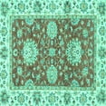 thumbnail image 1 of Ahgly Company Indoor Square Oriental Turquoise Blue Traditional Area Rugs, 7' Square, 1 of 4