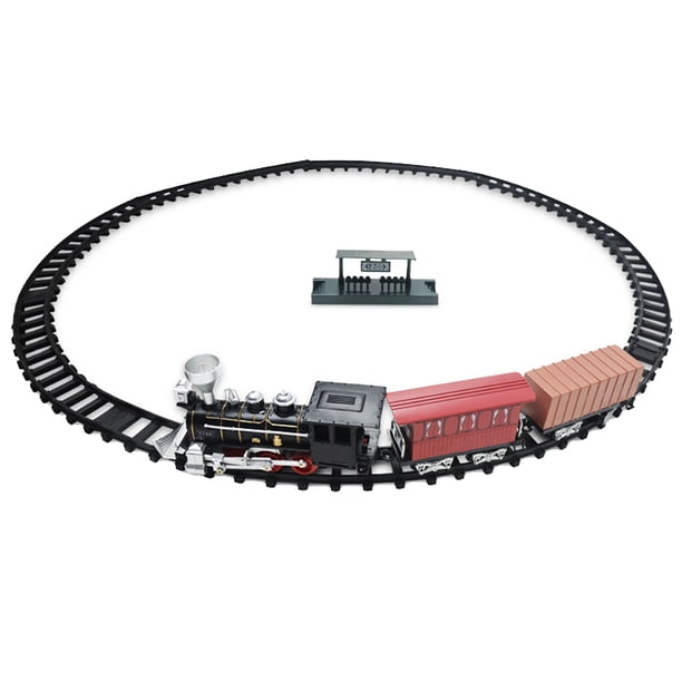 Tholdsy Juego de juguetes de vía de tren eléctrico para niños y bebés con faros reales, música y luces Videojuegos portátiles 1