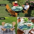 thumbnail image 4 of Tropical Leaves Round Tablecloth for 36-44 Inch Tables,Fitted Table Cover with Elastic Edge,Pastoral Summer Botanical Green Plants Waterproof Outdoor Table Cloth Protector for Patio Garden Dinner, 4 of 9
