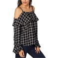 thumbnail image 1 of I.N.C Womens Bell Sleeve Cold Shoulder Blouse, Black, Small, 1 of 1